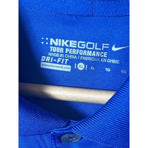 Nike Golf Tour Performance Polo Mens XL Blue Dri-Fit Three Button Shirt.    H - Picture 3 of 4